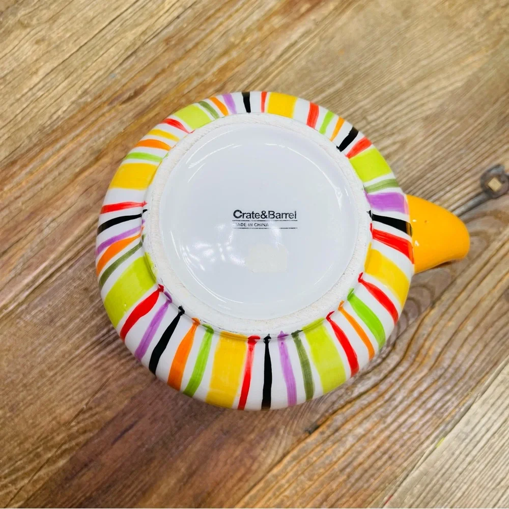 CRATE & BARREL Multicolored Striped Ceramic Raya Pitcher